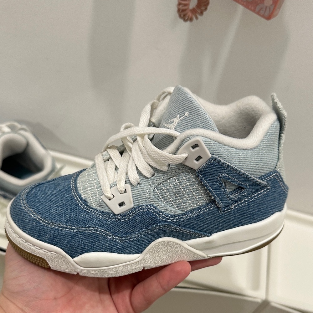 Jordan Kids Denim Blue and White Sneakers